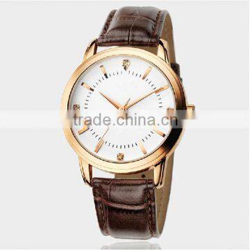 Fashion golden case genuine leather watches