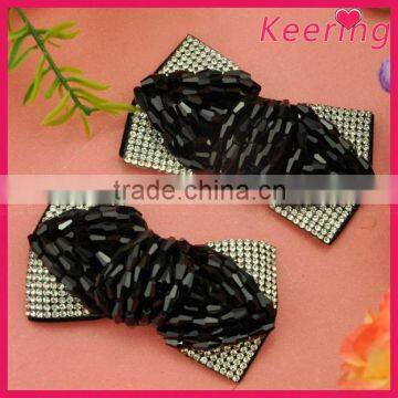 Keering fashion decorative black beads ornaments with stones for shoes WSF-004