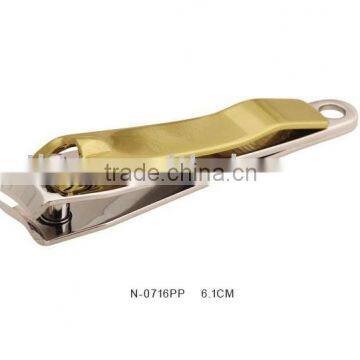 Colorful Sharp Finger Nail Cutters with Golden Surface Coating