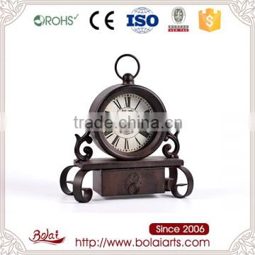 Exquisite design good price brown color round shaped retro table clock