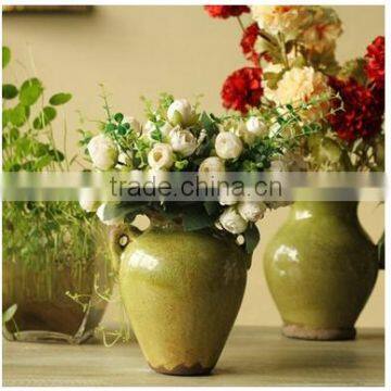 Antique retro green table ceramic vase for sale