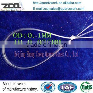 OD=0.1mm ID=0.075mm Mini Quartz Glass Tube For Sale