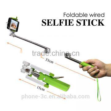 2016 Christmas promotional gifts mini wired rainbow selfie stick monopod with 3.5mm jack cable