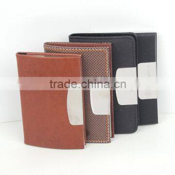 Metal mix pu leather cheap business name card holder