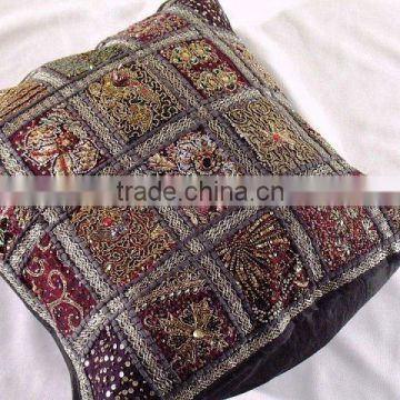 kundan diamond work cushion cover