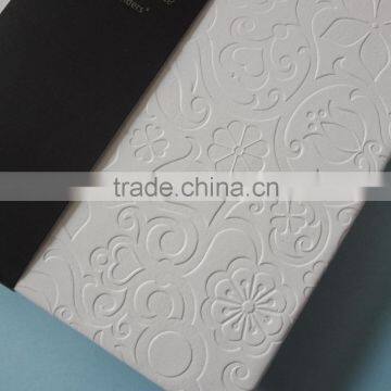 Full Cover Embossed White pu Black Page Notebook With Gold Edge photo-4