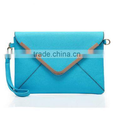 Fashion Leather Envelope Clutch with Drop-in Chain Shoulder Strap