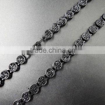 2016 fashion hip hop heavy black fake diamond strand necklace