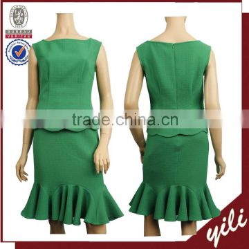 High quality sleeveless women office skirt suit,two pieces women skirt suit WT150632362