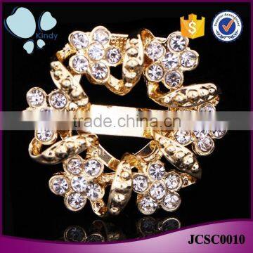 Gold plated zinc alloy multifunctional rhinestone full jewelled China wholesale scarf clip brooch