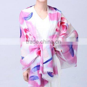 Ladies fashion hand painted custom wool scarf