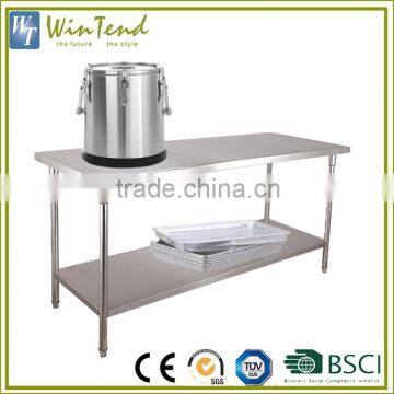 Metal workbench kitchen 2 tiers 201 stainless steel worktable for hotel restaurant