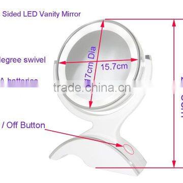 Double Sided Wood Like Makeup Mirror With LED Light photo-4