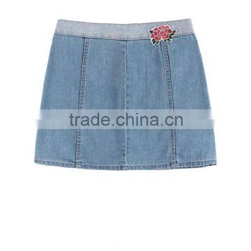 Lastest Funky Girls Fashion Women Embroidered Skinny Denim Jeans Short Skirts photo-2