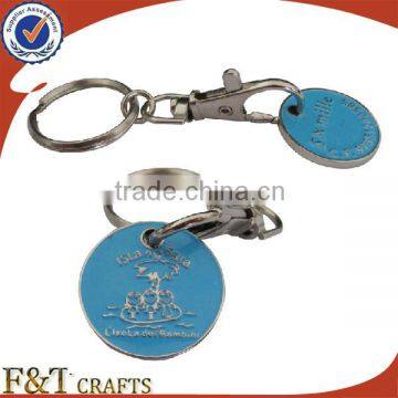 Manufactur supermaket trolley coin keychain plating nickle soft enamel