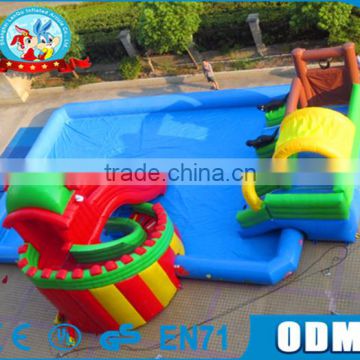 Fun Inflatable Outdoor Giant Water Pool with Slide and bouncer for sale