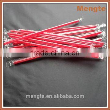 plastic disposable film wrapped red long straw