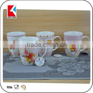 wholesale 11oz new bone china mug flower decal printed mug cup ceramics porcelain