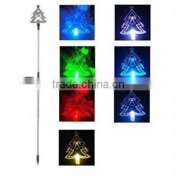 Color changing plastic christmas tree solar garden stake light SO30106H