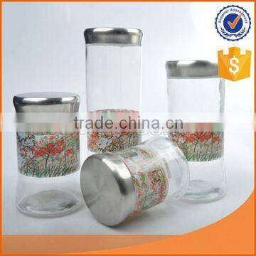 high quality glass jar set with customed decal