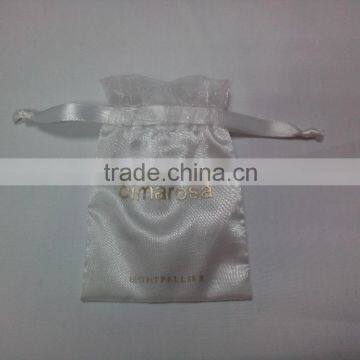 white printed organza gift bag with ribbon