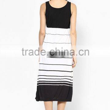 Striped Maternity Sleeveless Maxi Dress in Wholesale