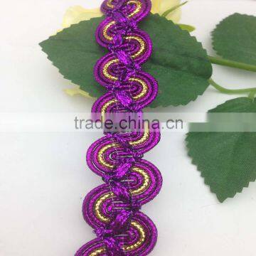 custom five layers braid colorful gold lurex wave lace trimmings