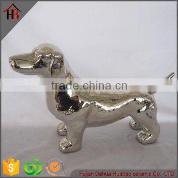 dog shape electroplate ceramic home decoration