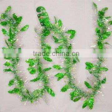 Wholesale Tinsel Garland For Christmas Decoration With Holographic Leaf