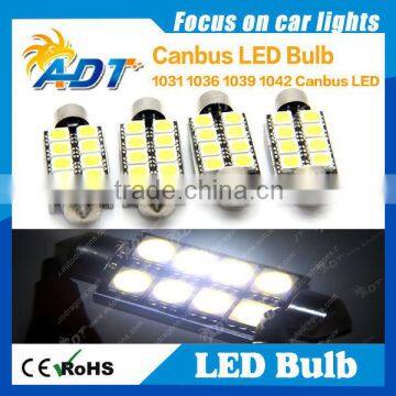 White Car 42mm 8 Led 5050 SMD Dome Festoon Lights Lamps Bulbs DC 12