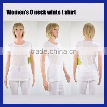 Women's O Neck White Plain Customized t Shirt