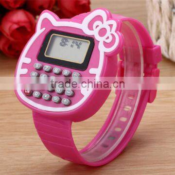 New customized KT cat computer electronic watch Cartoon multi-function students calculator watch for kids