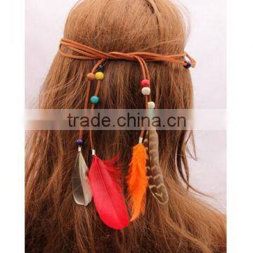 Indian Gypsy Peacock Feather Tassel Headbands Headdress Carnival Hairband