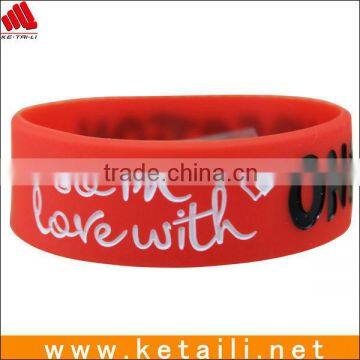 custom 1 inch wide fat silicone wristbands silicone rubber wristband for club, sport team