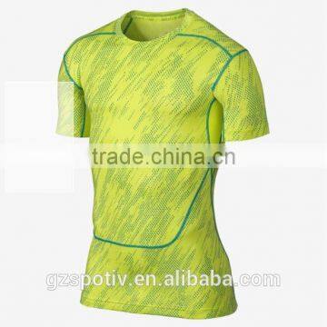 customized high level sublimation mens short sleeve compression shirt