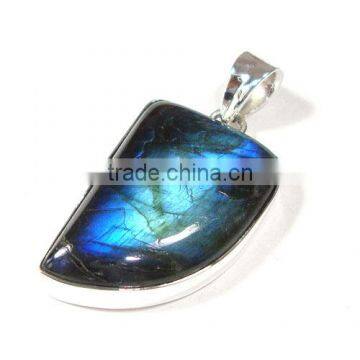 925 silver jewelry blue fire pendant jewellery Indian silver pendant wholelsale semi precious jewellery