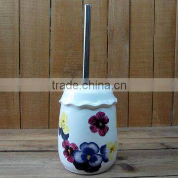 Ceramic Toliet brush holder with brush