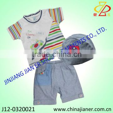 kids clothing wholesale for little boy fashion summer wear set t-shirt and denim short