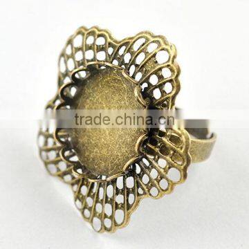 18 mm Antique Bronze Round Circle Edge Bezel Tray Caps Ring Settings