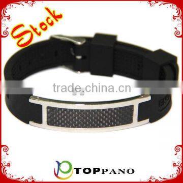 Hot Sale Factory Wholesale Stainless Steel Clasp Energy Bracelet Negative Ion Silicon Bracelet with 4 in 1 Energy