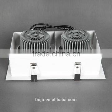 2*20w Recessed Led Square Grille Downlight Adjustable 40w Cob Led Downlight