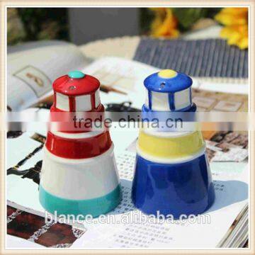 ceramic lighthouse salt pepper bottle for kitchen set