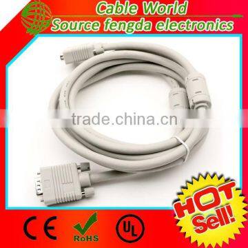 VGA cable monitor kabel male to male Nickel plated two ferrite cores