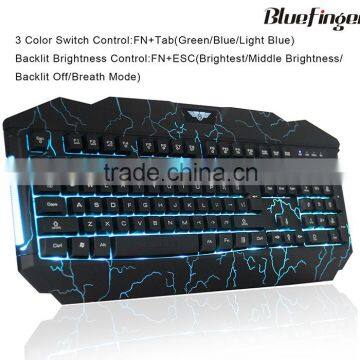 High Quality USB Wired Green Blue Three Color Led Backlit Computer Keyboards photo-4
