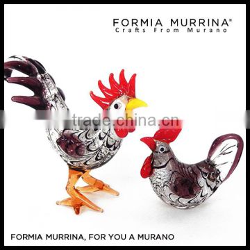 Holiday Gifts Glass Farm Animals Figruines Glass Rooster and Hens