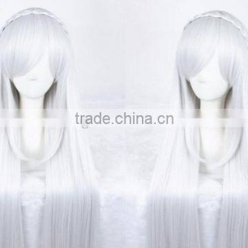 Cosplay Costume Long White Straight Silk Wave Wig N366