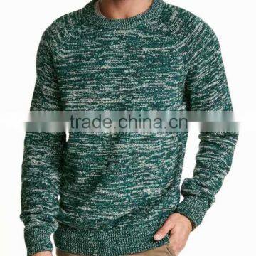 Men's' Round Neck Long Sleeve Pullover With Melange Effect Knitted Sweater