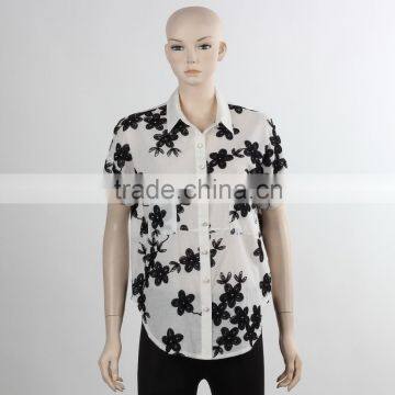 F5S11068 Ladies Short Sleeve Floral Print Shirts