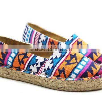 multicolor print ethnic jute sole platform shoes cheap fancy fashion shoe ladies flat shoes 2016 espadrille