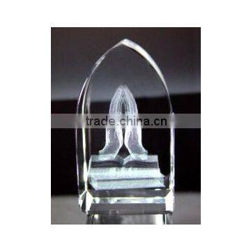 2016 Noble engraved hands and book crystal paperweight